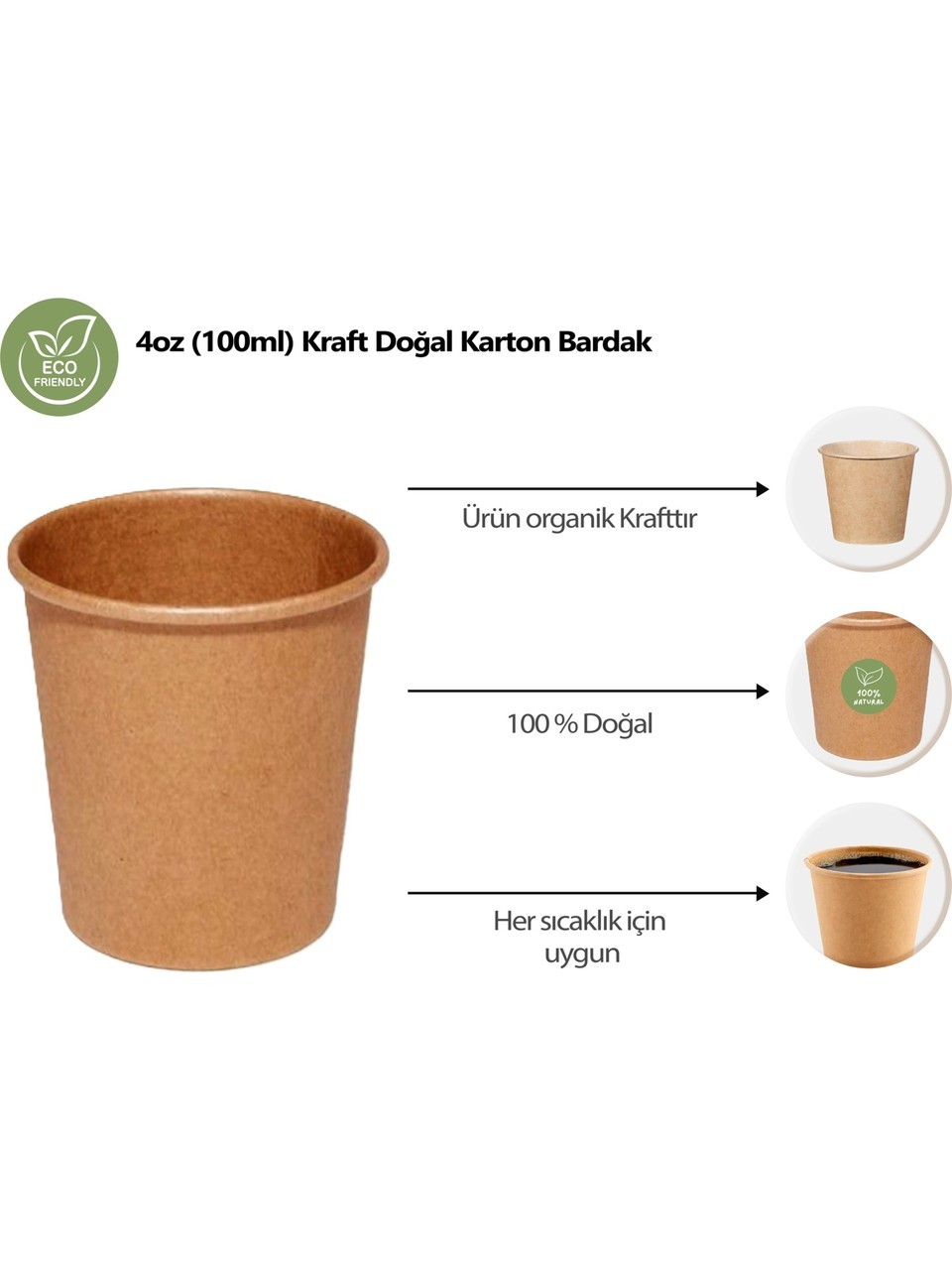 4 Oz Karton Bardak Single Wall (SW) | Kahve, Su, Çay / Kraft/ HSKHV0000509