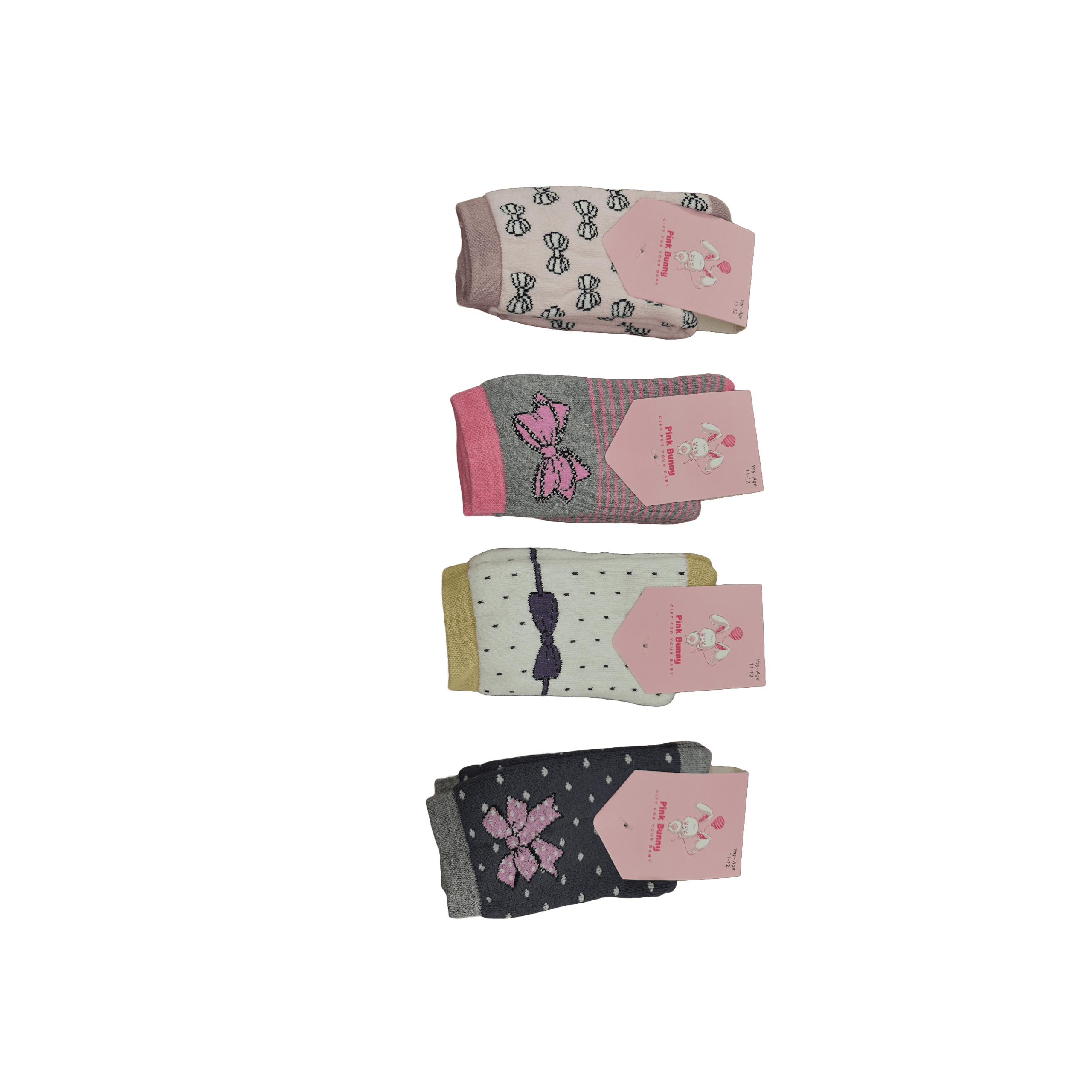 Pink Bunny Kurdele Mini Fiyonk Havlu Çocuk Çorap Seti 