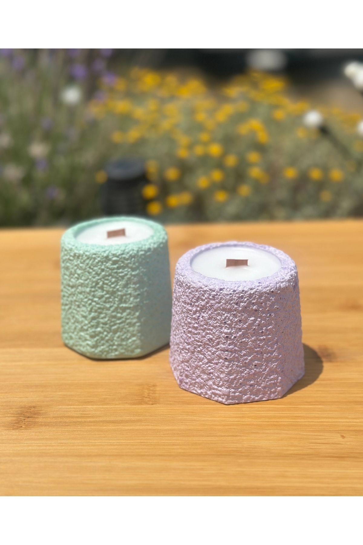 El Yapımı Vintage Form Soya Mum – Oud & Bergamot Kokulu, Ahşap Fitilli