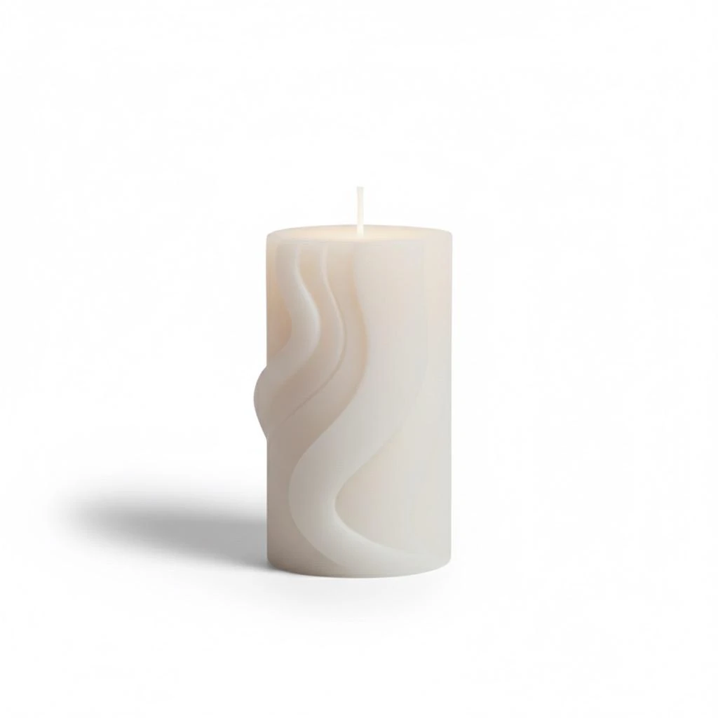Dalga Formlu Dekoratif Mum No.2– El Yapımı Soya Mum | Modern ve Zarif Tasarım 