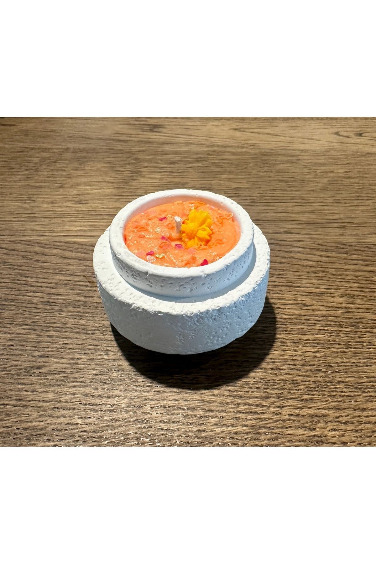 Şeftali Tonlarında El Yapımı Dekoratif Mum – Yaz Koleksiyonu, Soya Wax