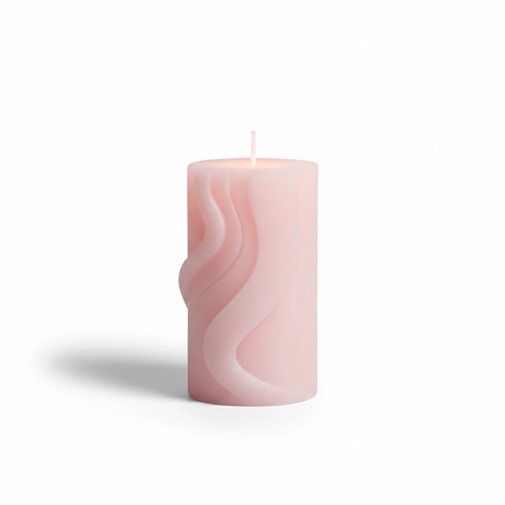 Dalga Formlu Dekoratif Mum No.1 – El Yapımı Soya Mum | Modern ve Zarif Tasarım 