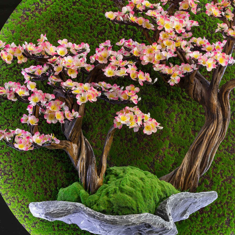 Led Işıklı Yuvarlak Sakura Tablo