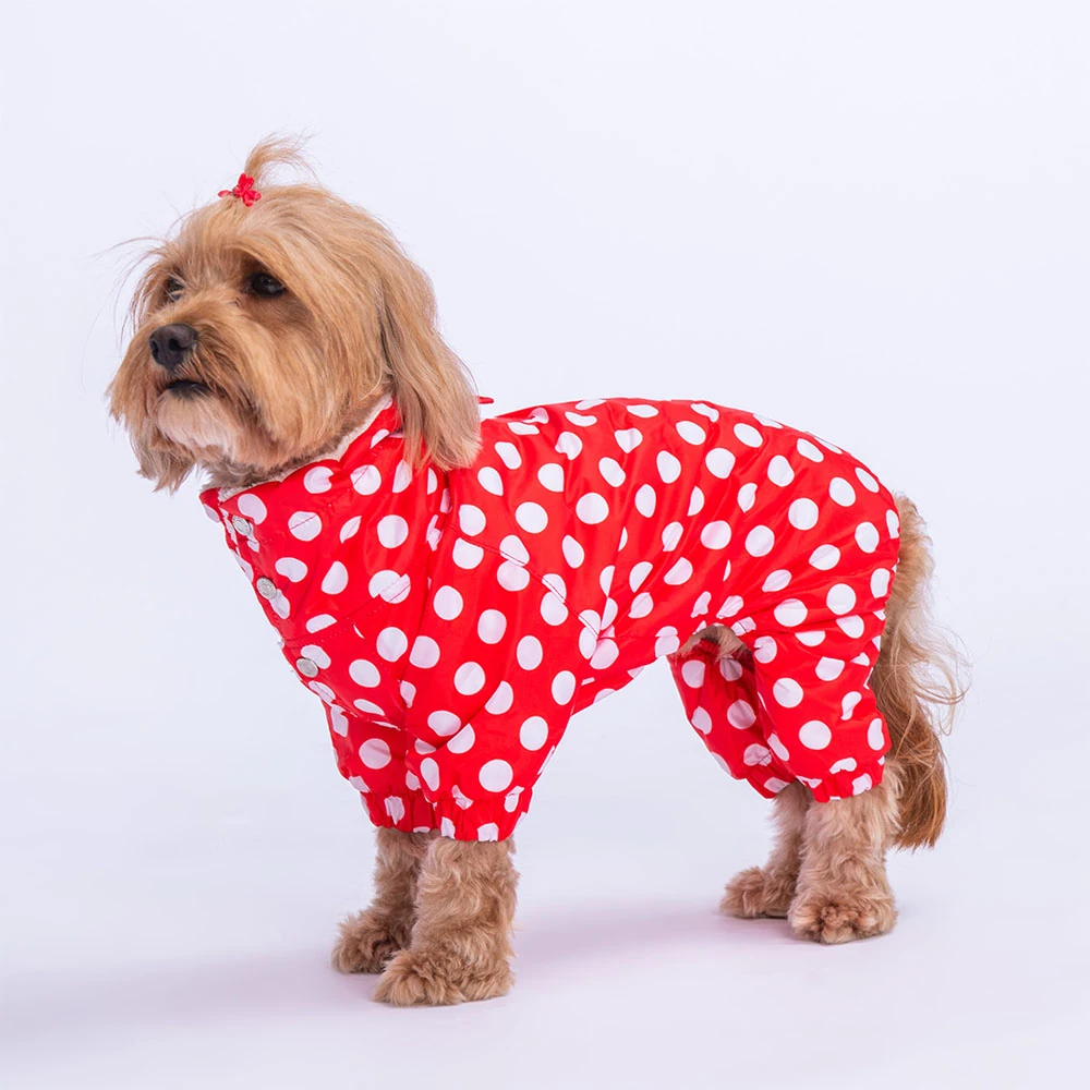 23520 Kırmızı Dots Tulum Yağmurluk