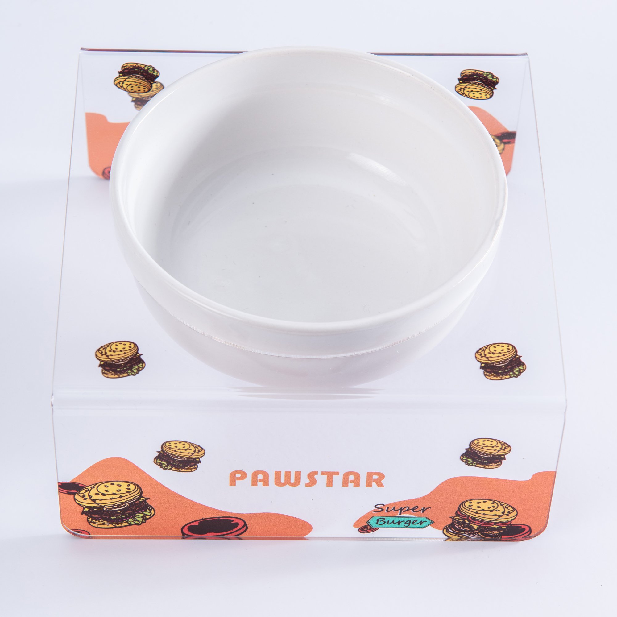 PMK024 Super Burger-Tekli Seramik-Pleksi Mama ve Su Kabı