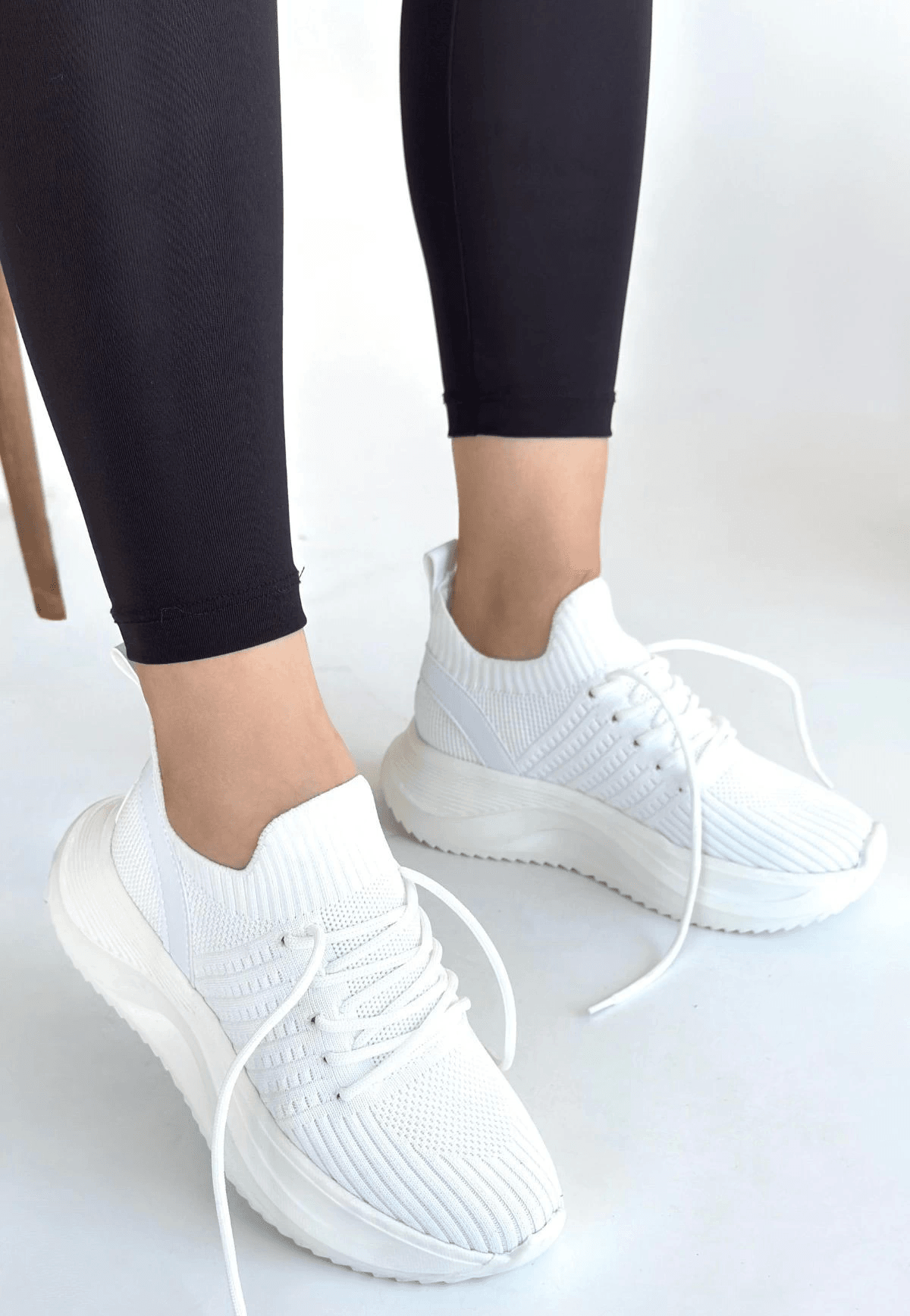 Jindy Beyaz Triko Bağcıklı Spor  Ayakkabı