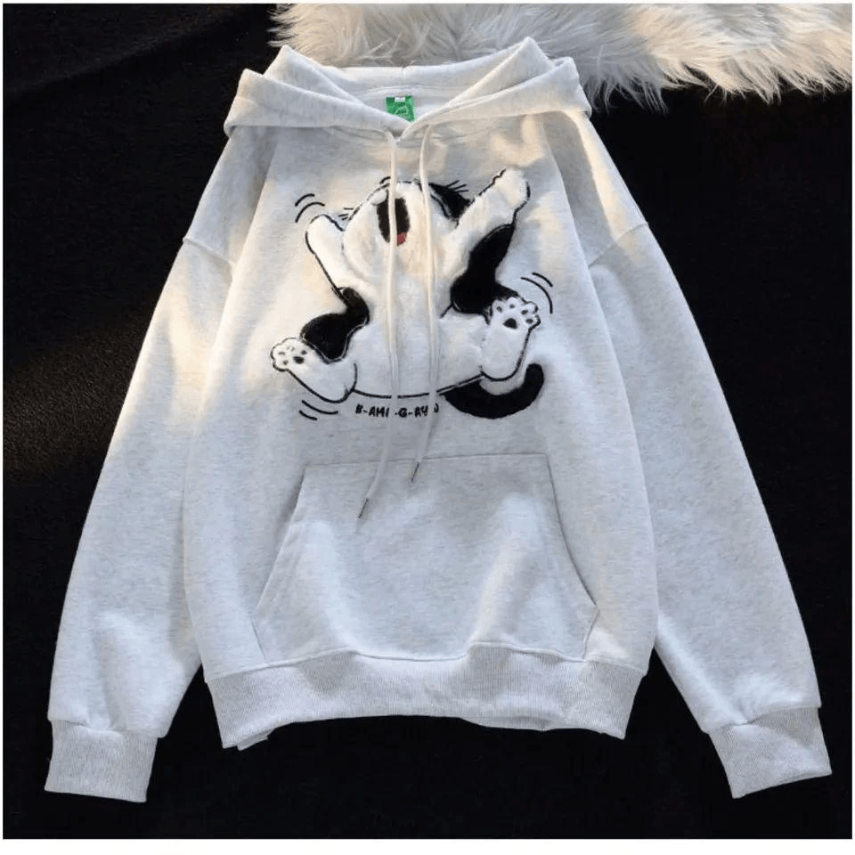 3 iplik şardonlu oversize compact peluş baskılı sweat beyaz