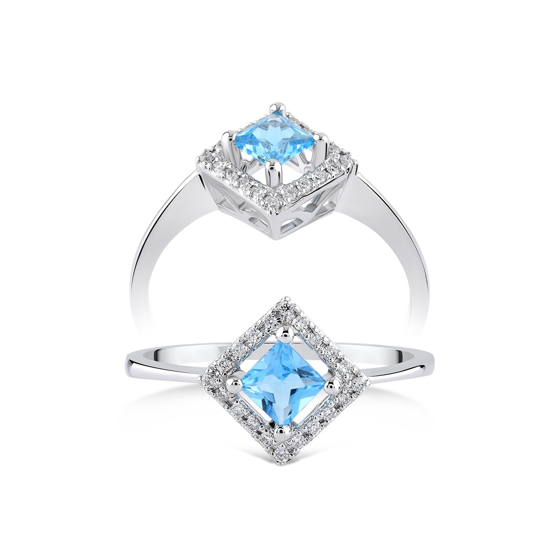 0,39 Karat Pırlanta Blue Topaz Yüzük