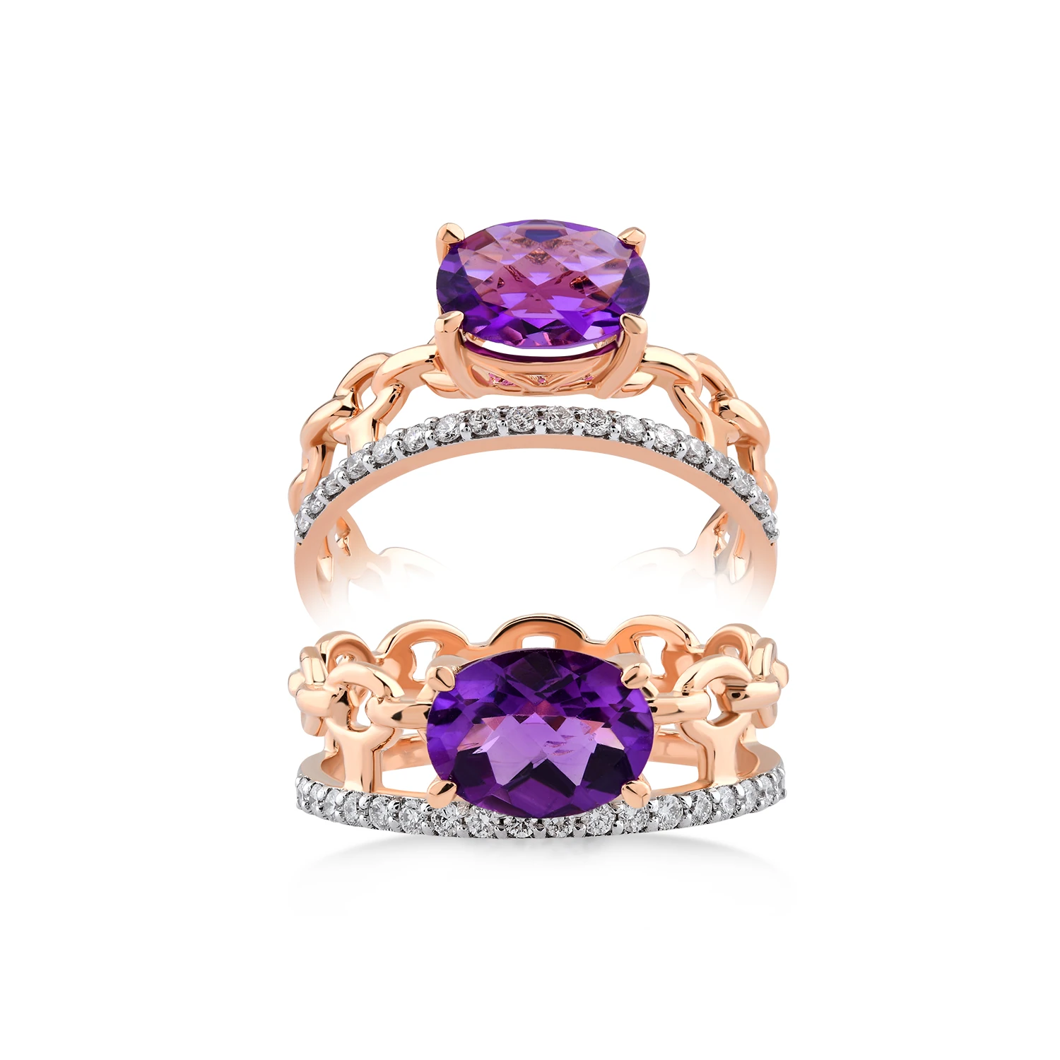 1.07 Karat Pırlanta Ametist Yüzük