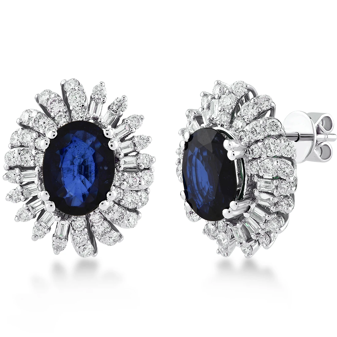 4.30 Karat Pırlanta Safir Küpe