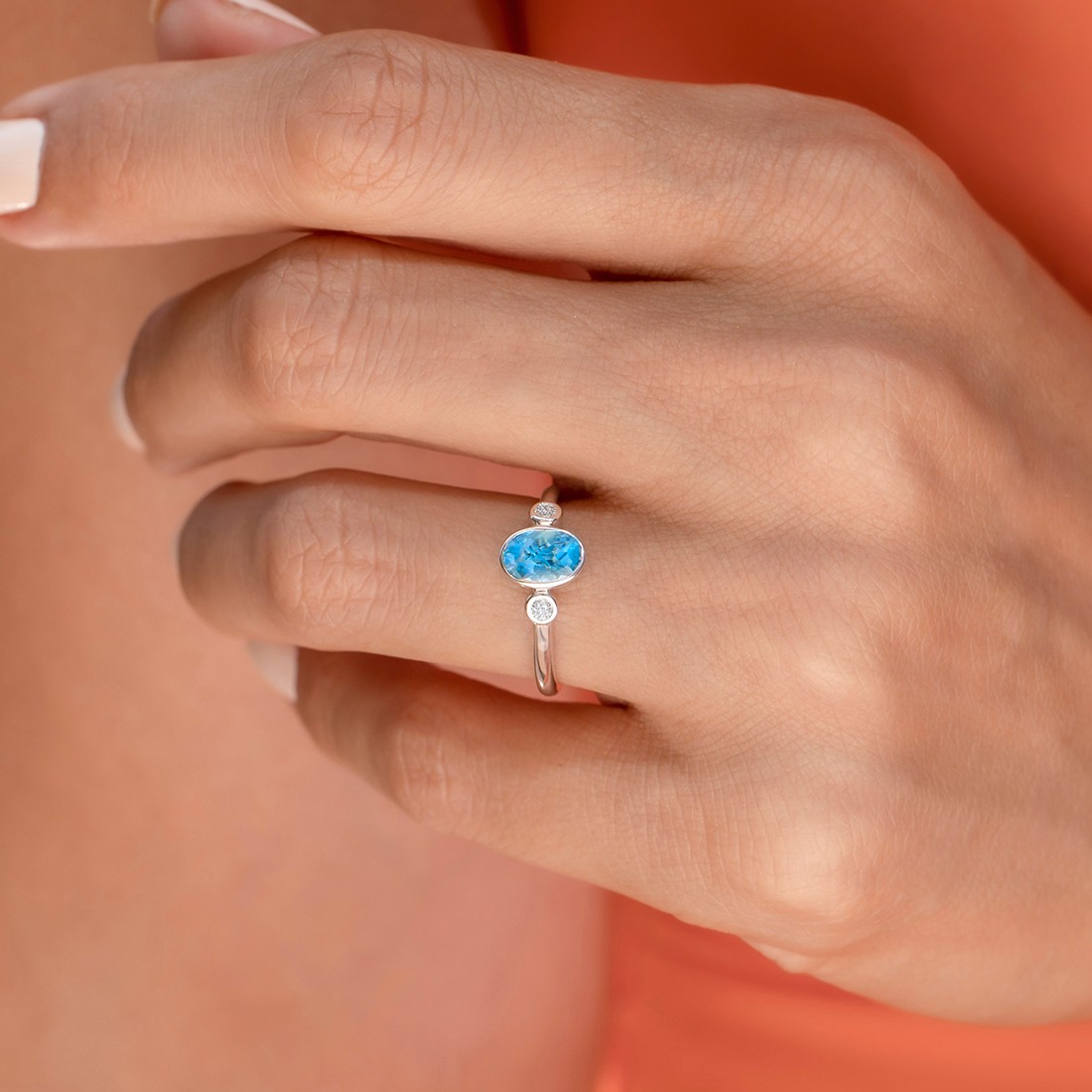 0,93 Karat Pırlanta Blue Topaz Yüzük