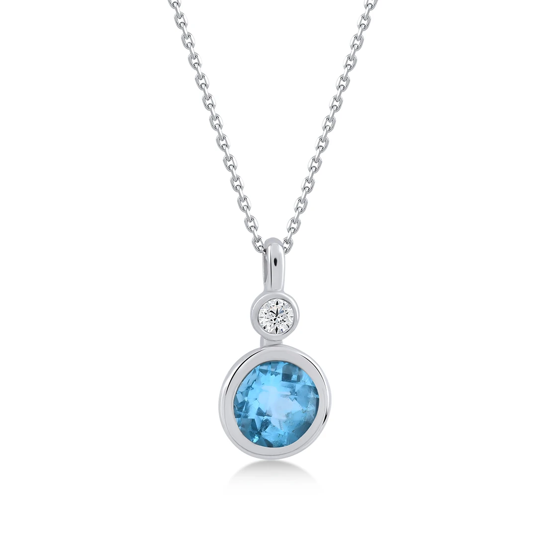 0,56 Karat Pırlanta Blue Topaz Kolye