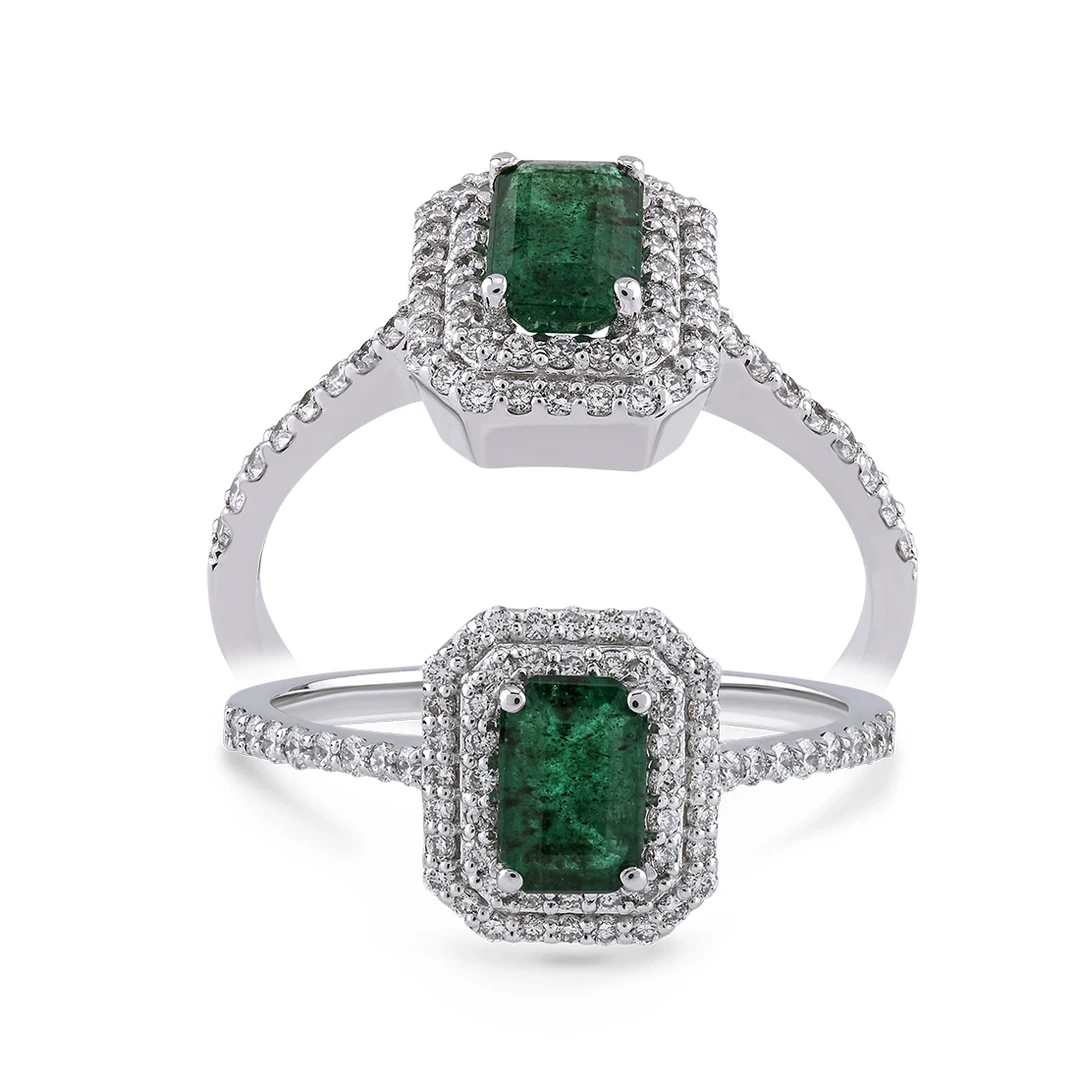 0,75 Karat Pırlanta Zümrüt Yüzük