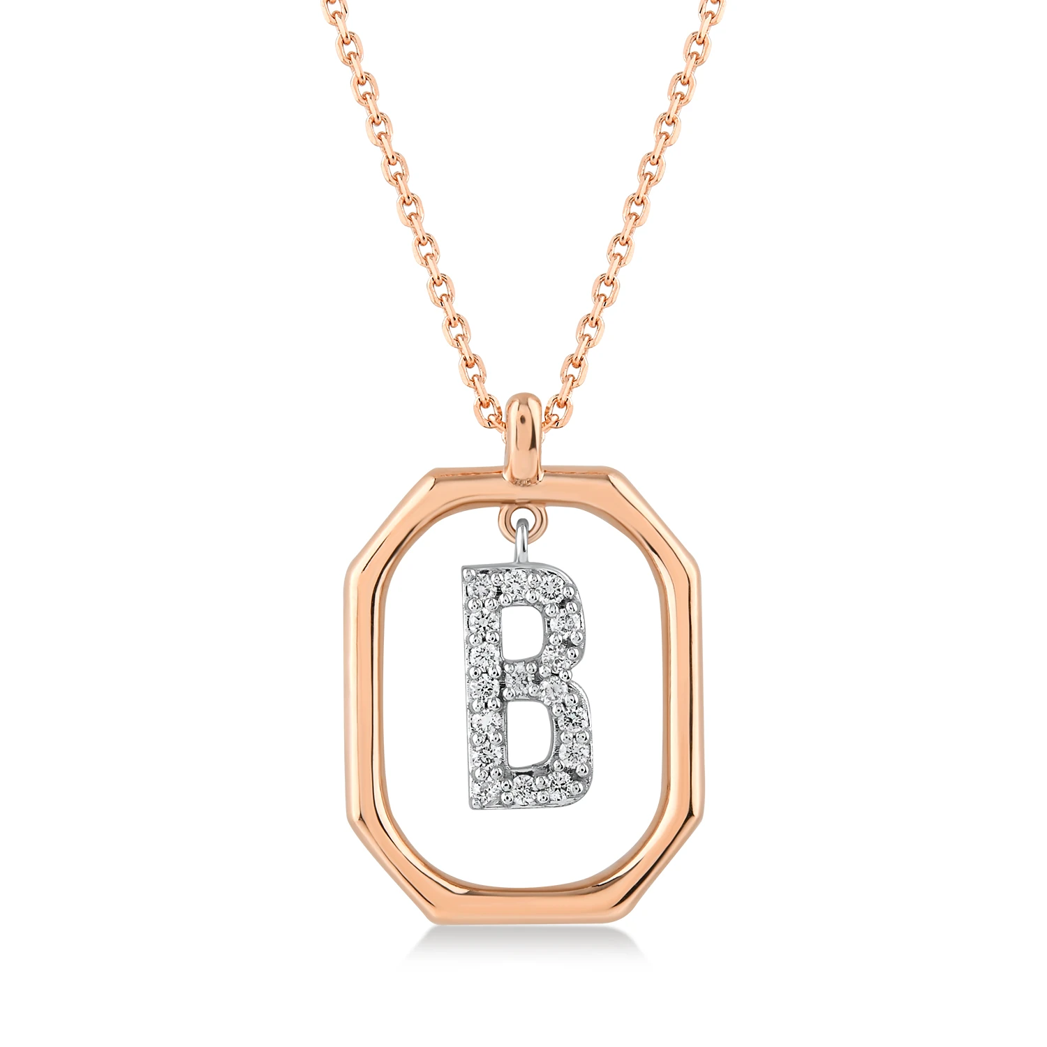0,12 Karat B Harfi Pırlanta Kolye