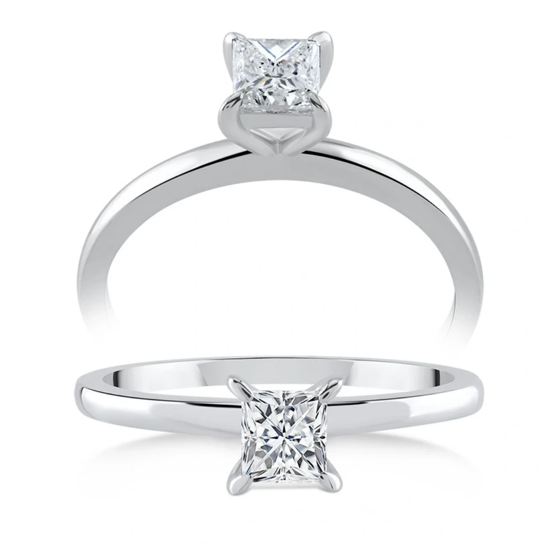 0,50 Karat Prenses Kare Tektaş Pırlanta Yüzük