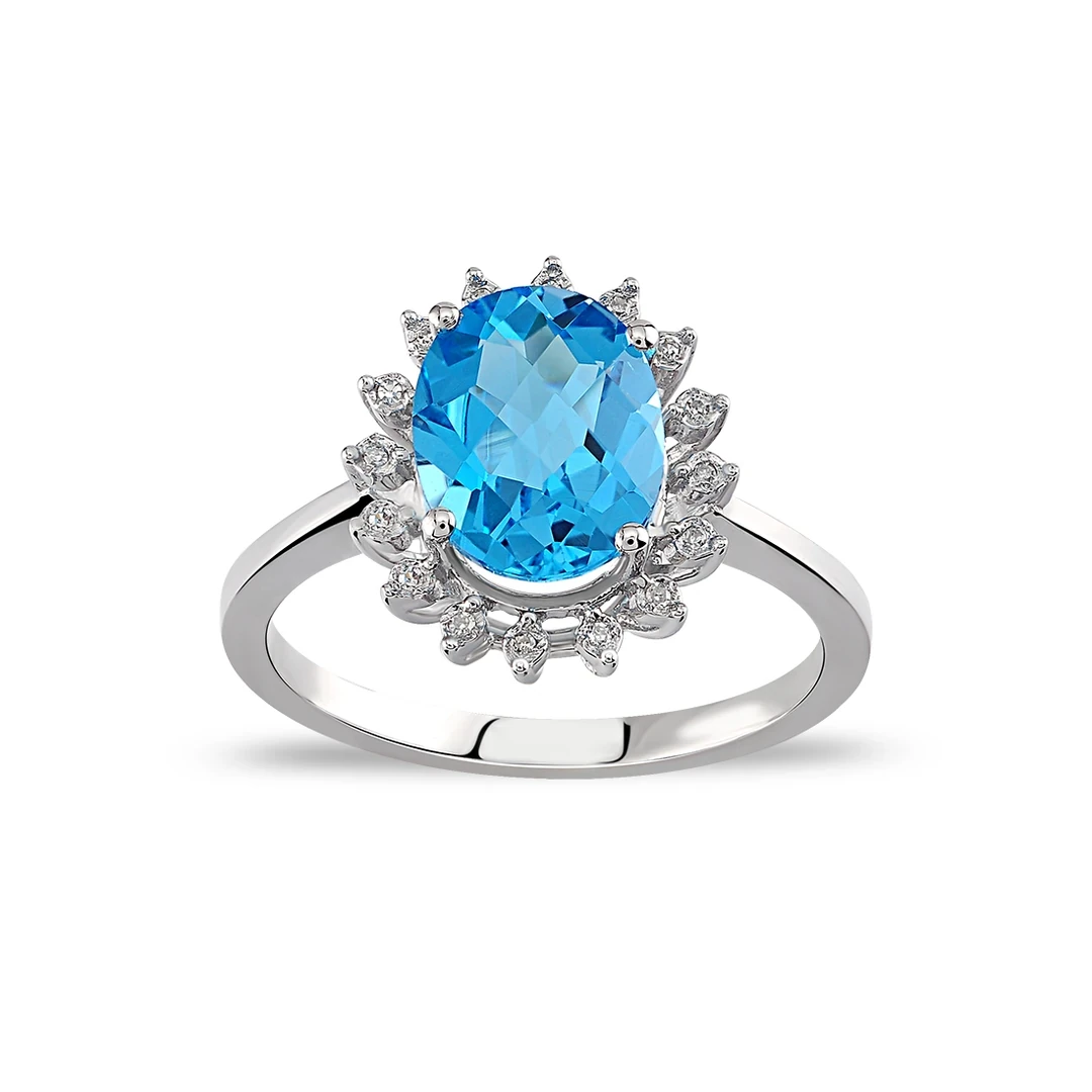 2,33 Karat Pırlanta Blue Topaz Yüzük