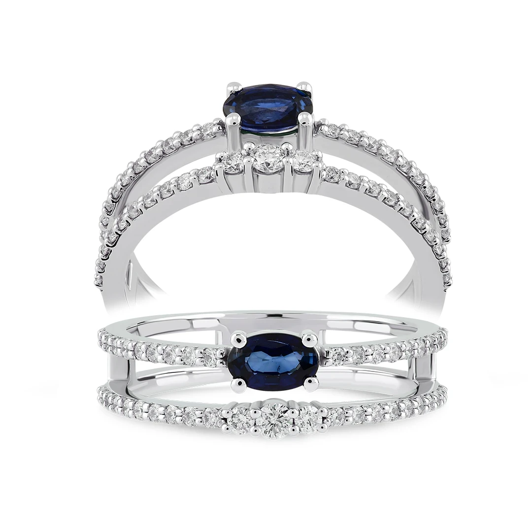 0,60 Karat Pırlanta Safir Yüzük