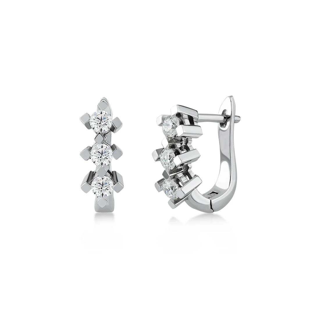 0,51 Karat Pırlanta 3 Taş Küpe