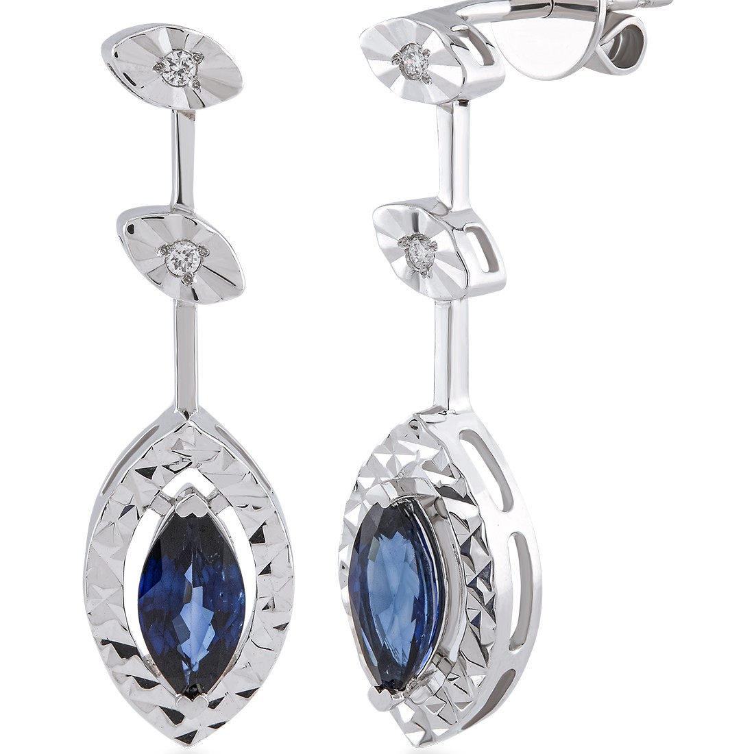 1,05 Karat Pırlanta Safir Küpe