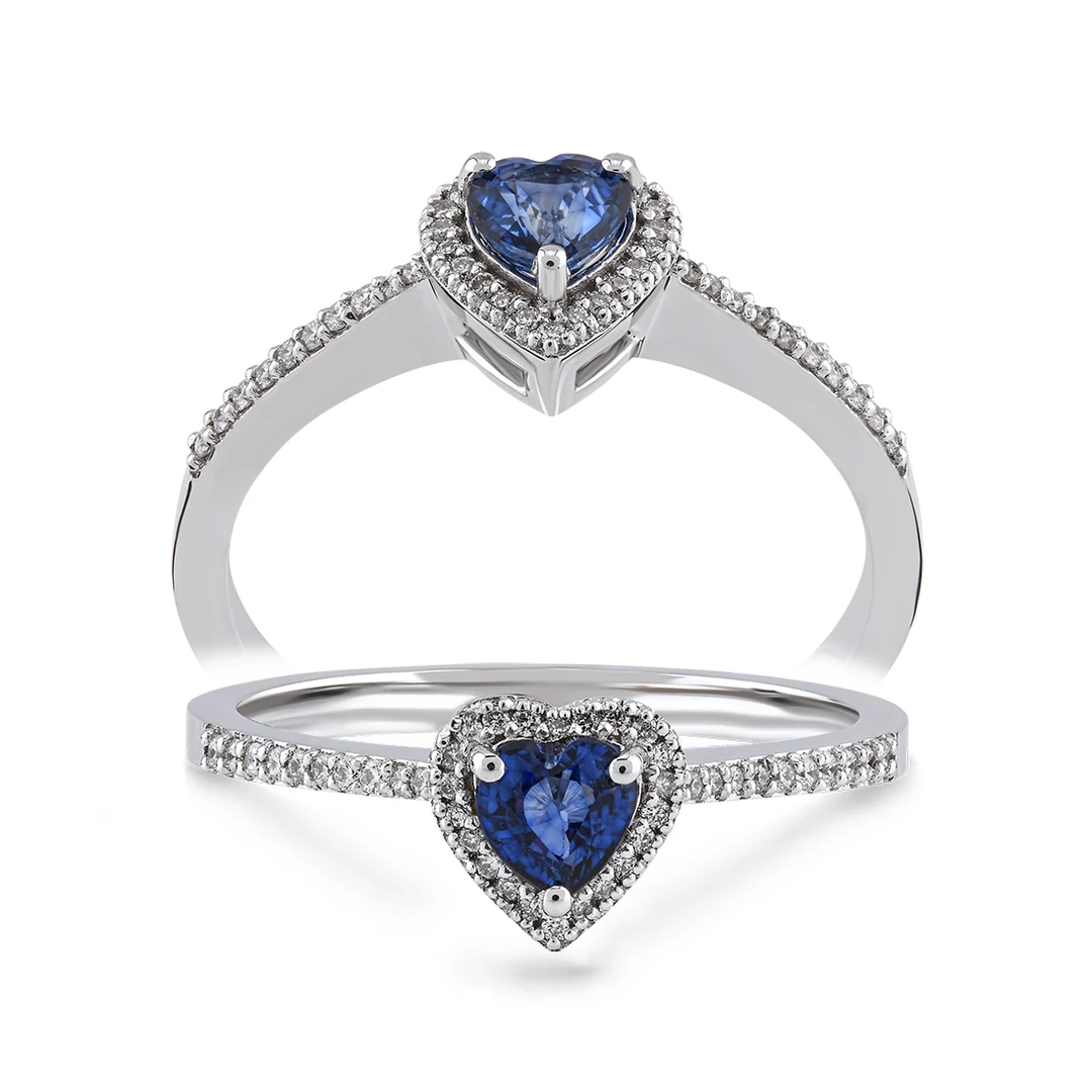 0,40 Karat Pırlanta Safir Yüzük