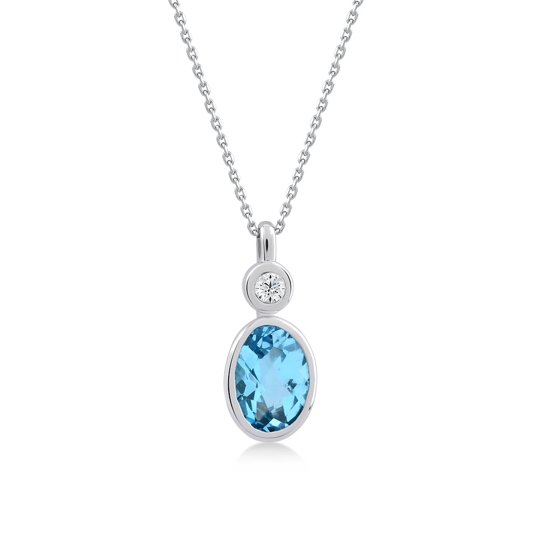 0,87 Karat Pırlanta Blue Topaz Kolye