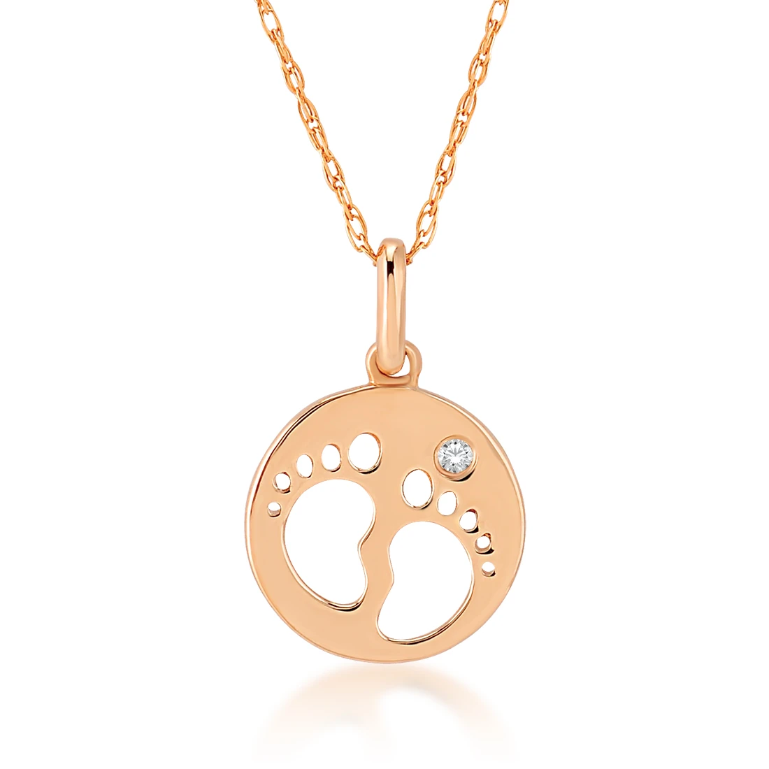 Pırlanta Altın Bebek Ayak İzi Kolye