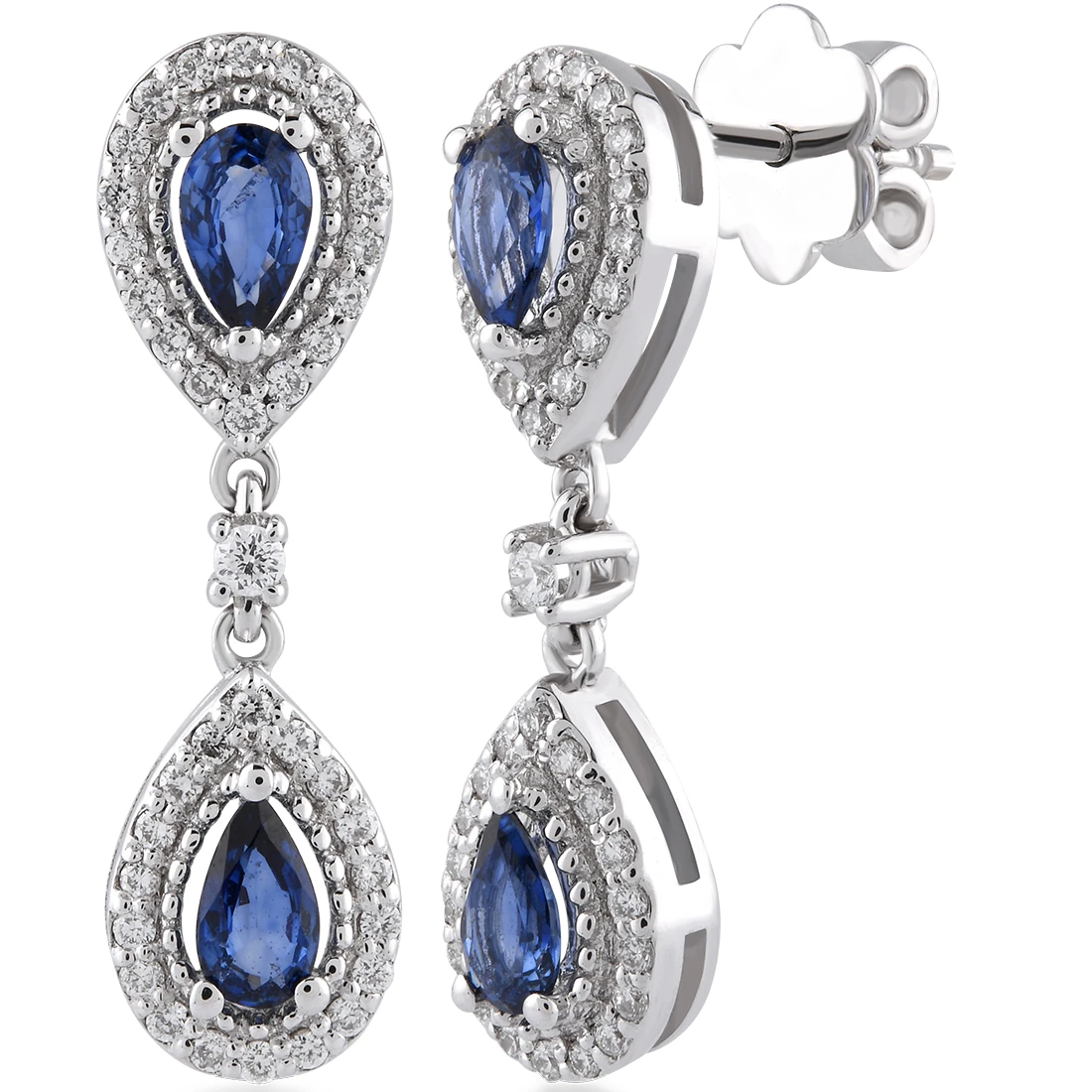 1,00 Karat Pırlanta Safir Küpe