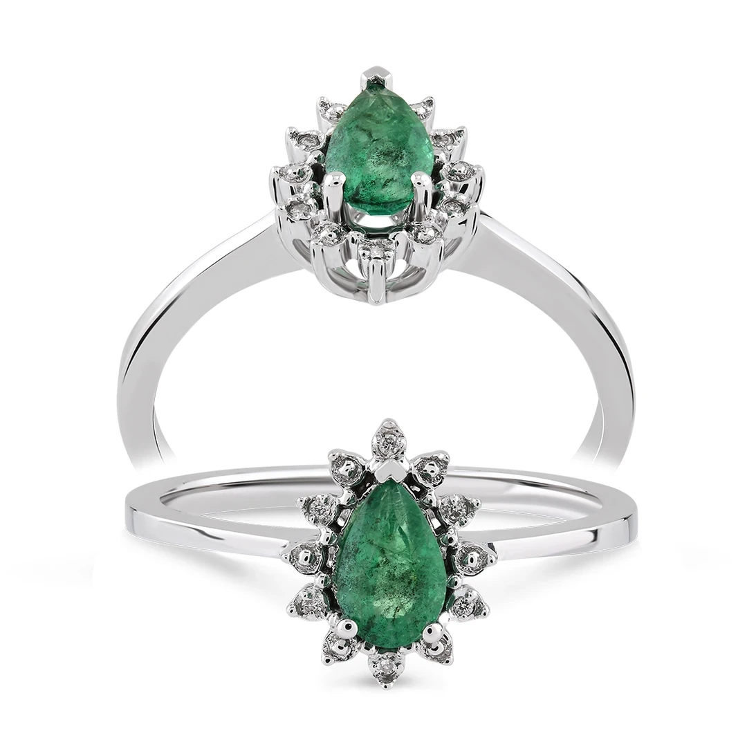 0,30 Karat Pırlanta Zümrüt Yüzük