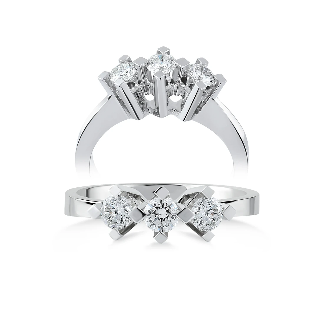 0,42 Karat Pırlanta 3 Taş Yüzük