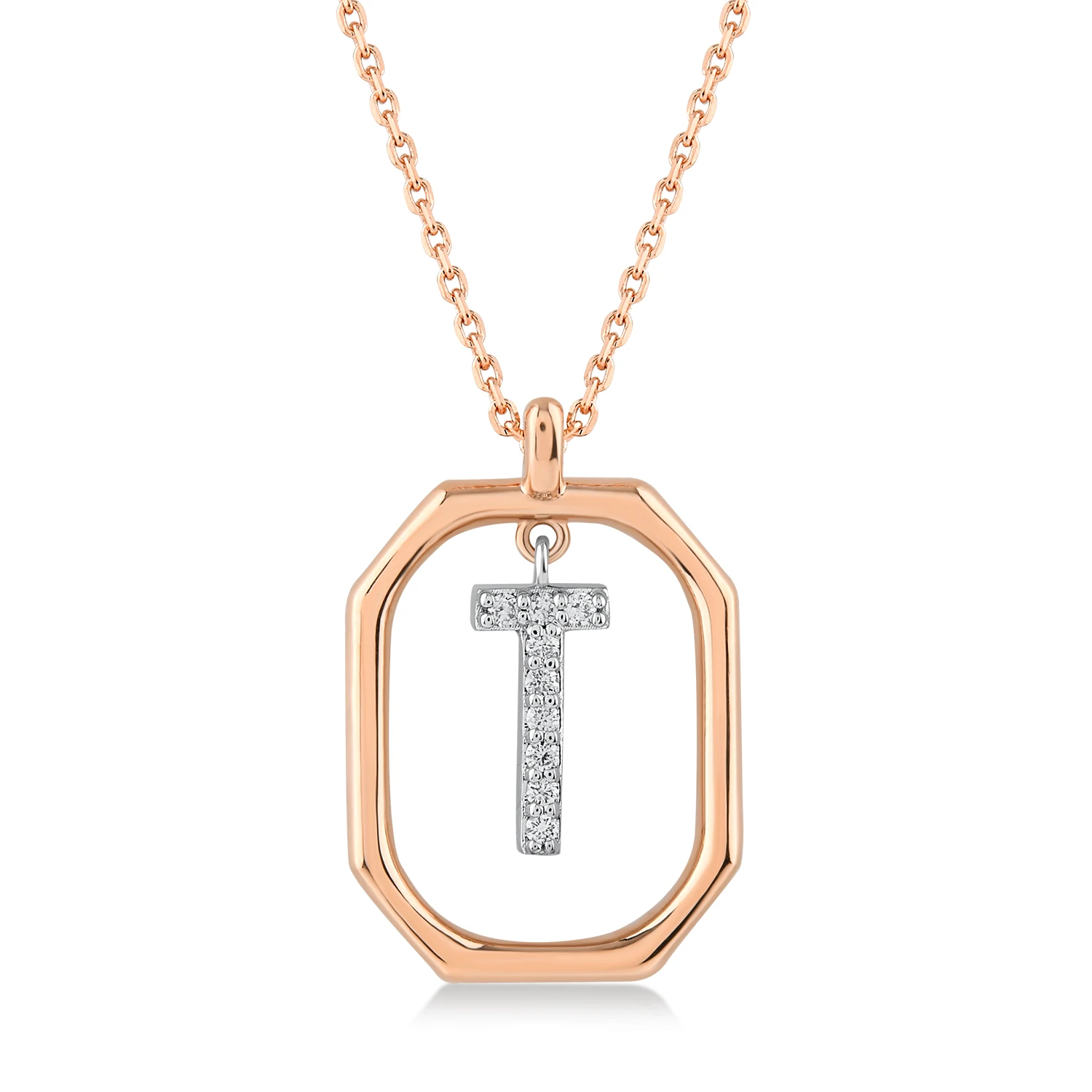 0,06 Karat T Harfi Pırlanta Kolye