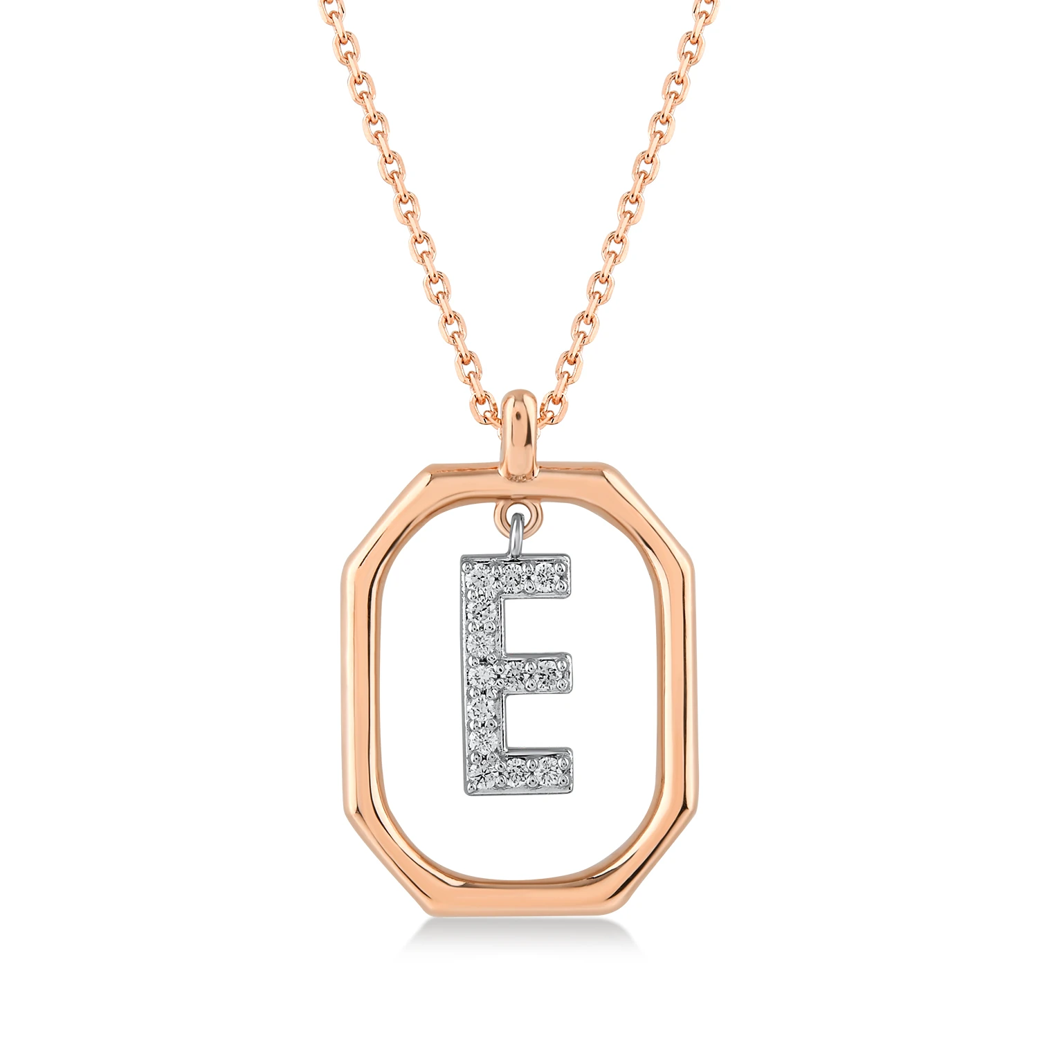 0,09 Karat E Harfi Pırlanta Kolye