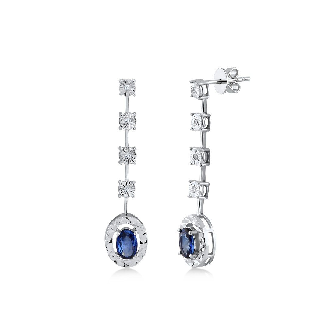 1,02 Karat Pırlanta Safir Küpe