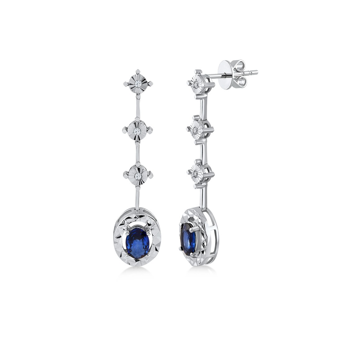 0,99 Karat Pırlanta Safir Küpe