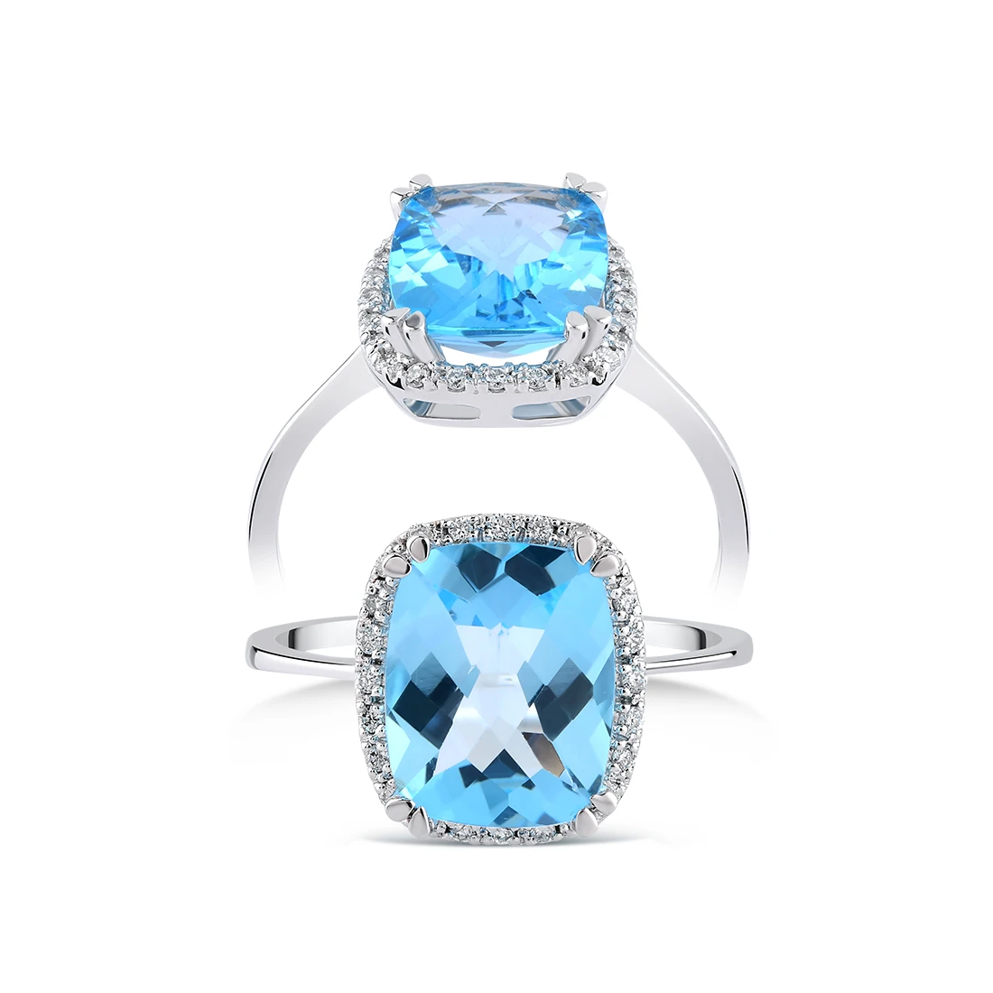 2,74 Karat Pırlanta Blue Topaz Yüzük