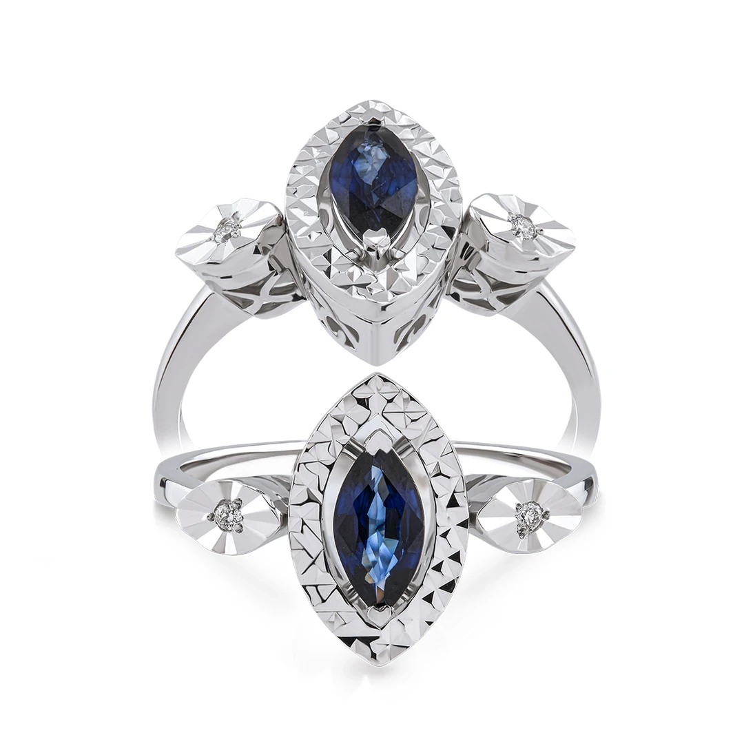 0,40 Karat Pırlanta Safir Yüzük