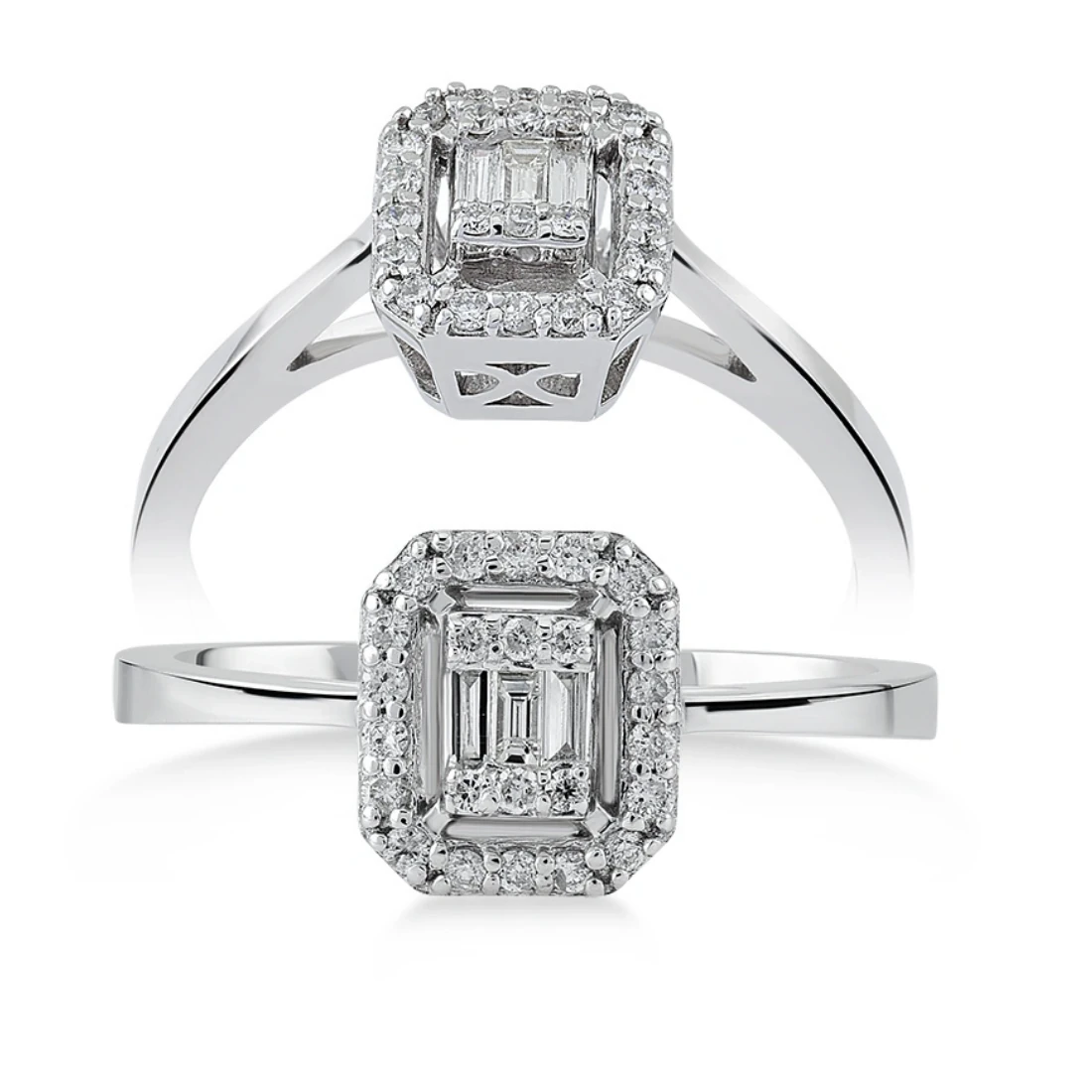 0,18 Karat Pırlanta Baget Yüzük