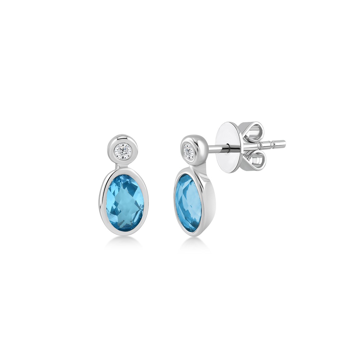 1,07 Karat Pırlanta Blue Topaz Küpe