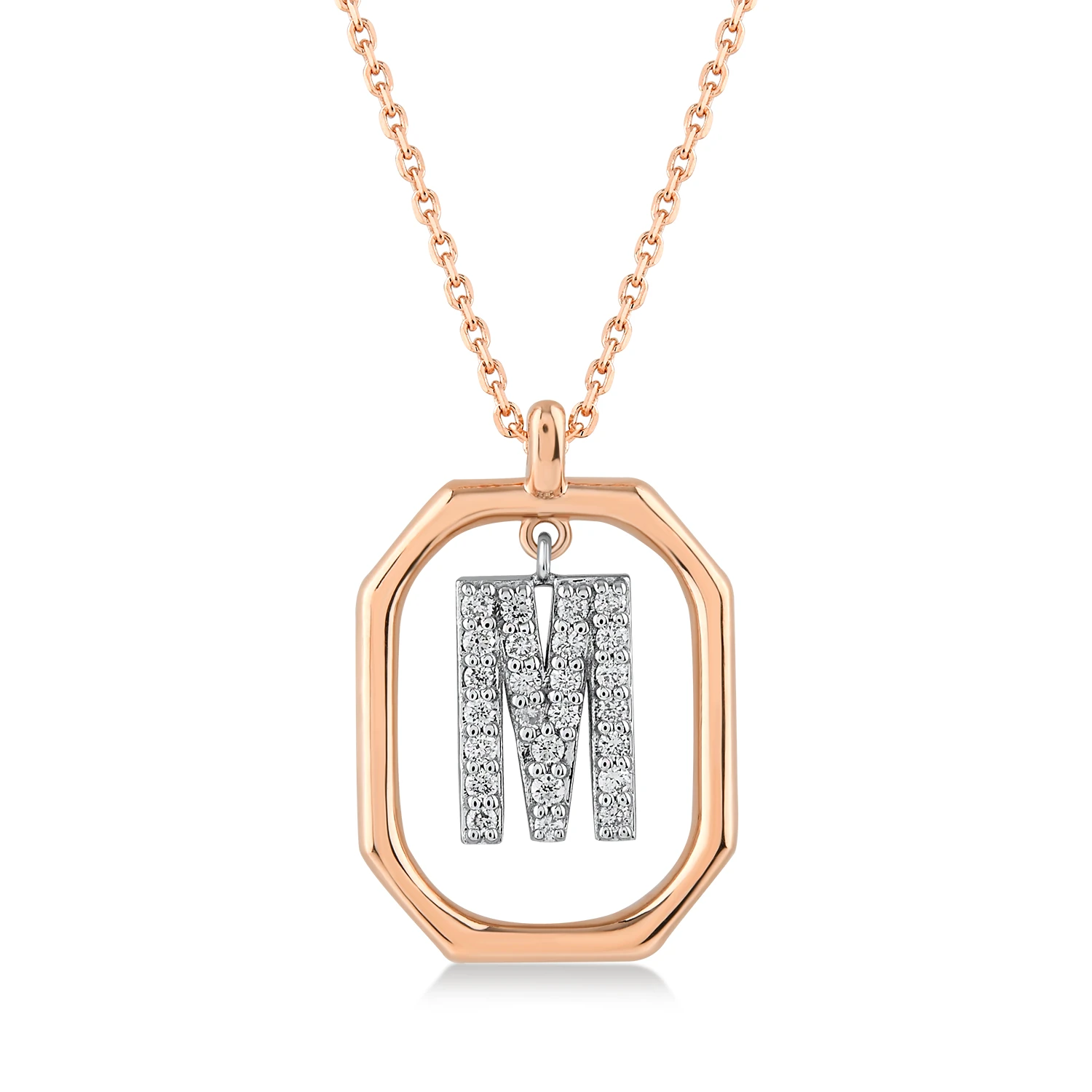 0,18 Karat M Harfi Pırlanta Kolye