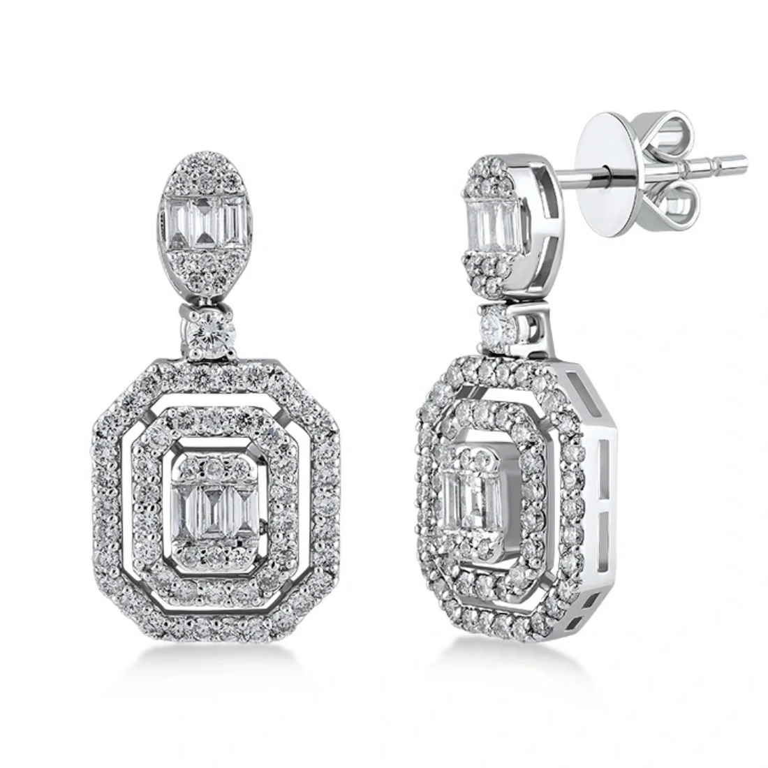 0,92 Karat Pırlanta Baget Küpe