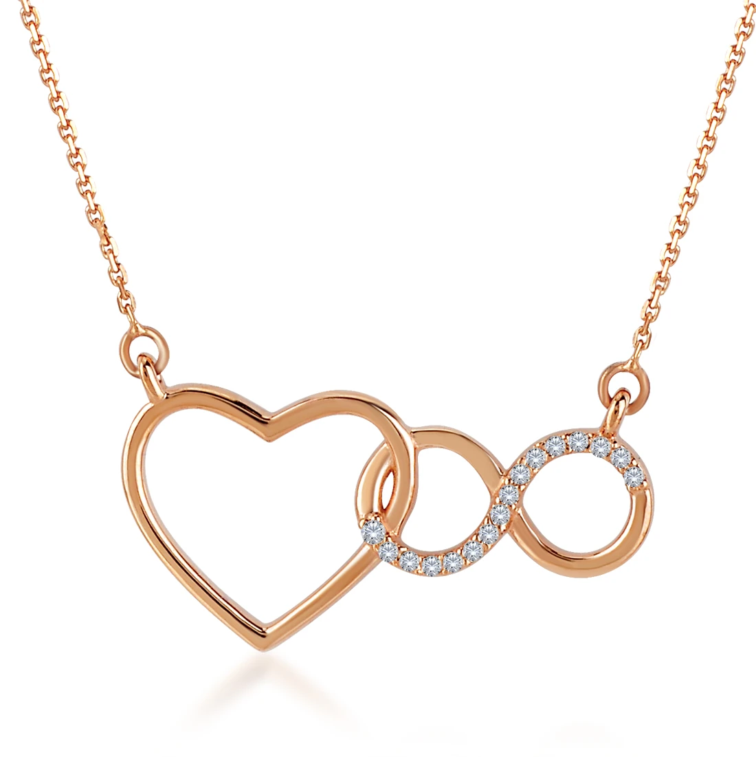 Pırlanta Altın Kalp Sonsuzluk Kolye