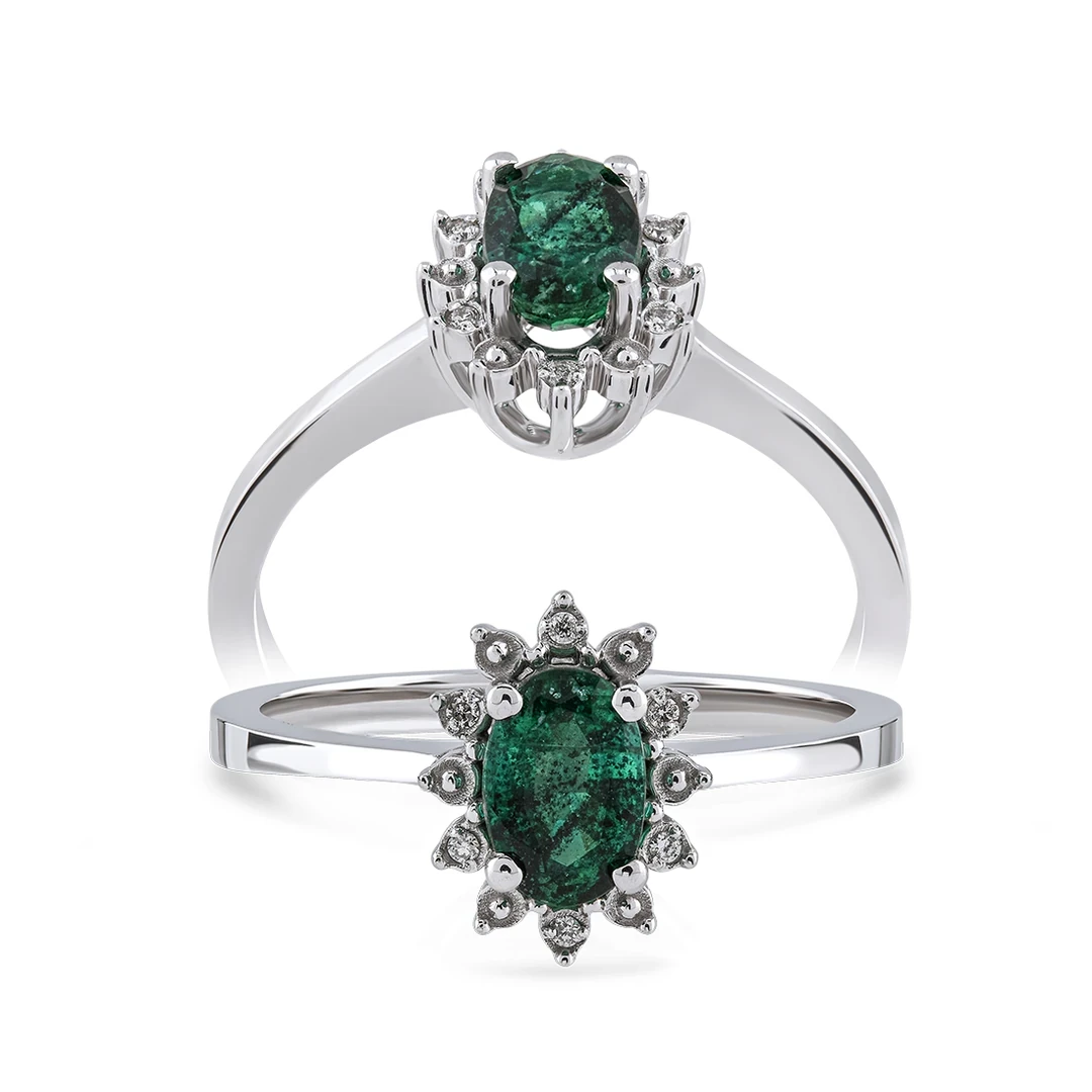 0,37 Karat Pırlanta Zümrüt Yüzük