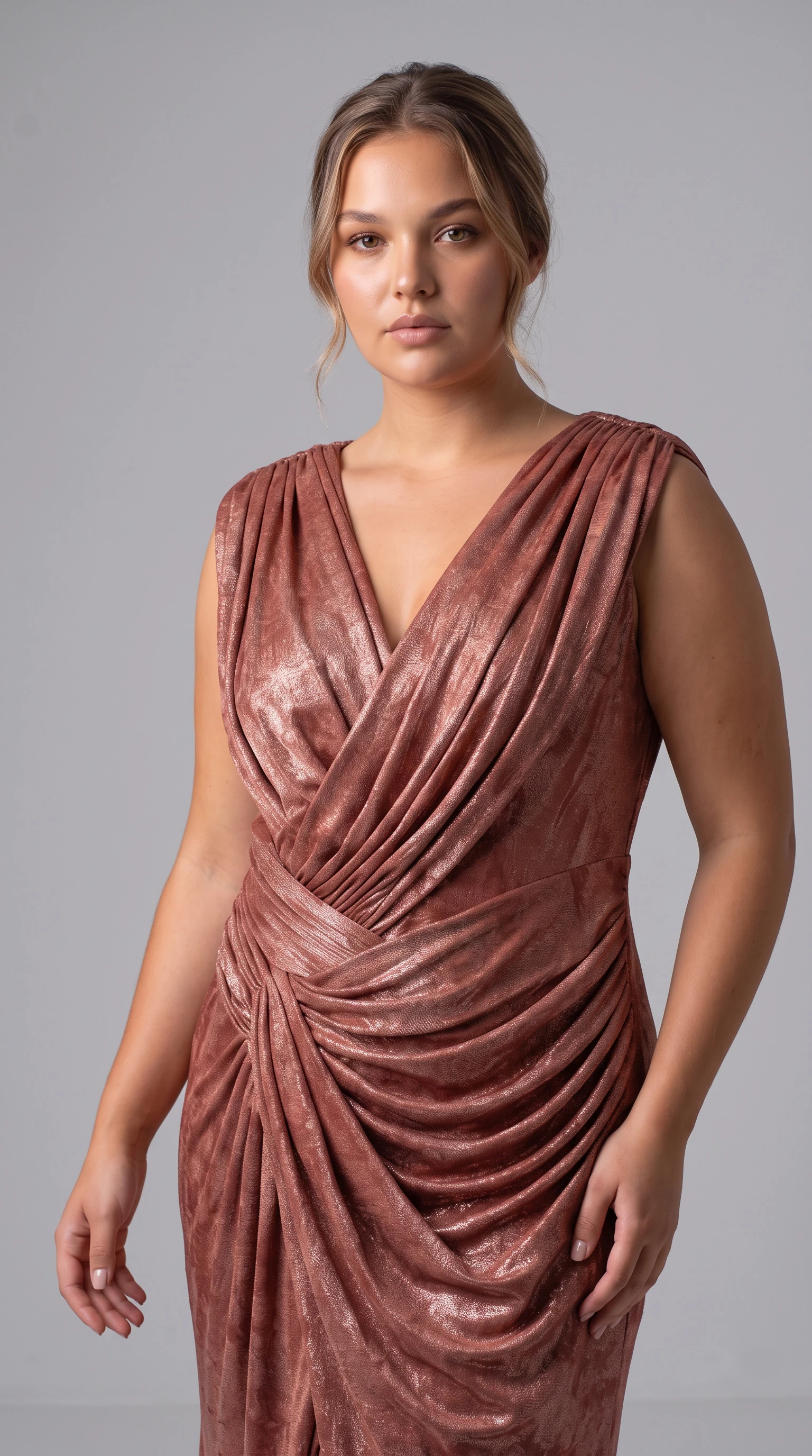 terracotta formal dress plus size Draped Jersey Long Evening All Mother Dress