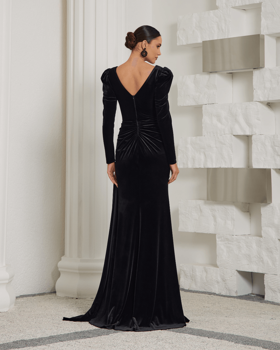Black Lace Cape Evening Dress