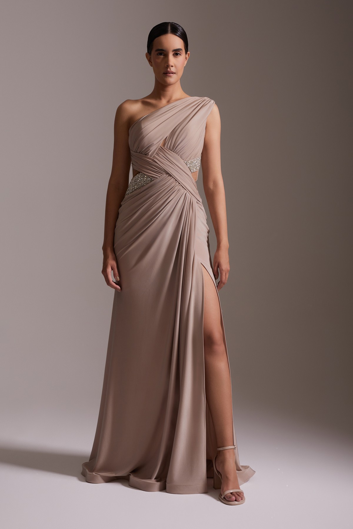 One-Shoulder Jersey Evening Dress