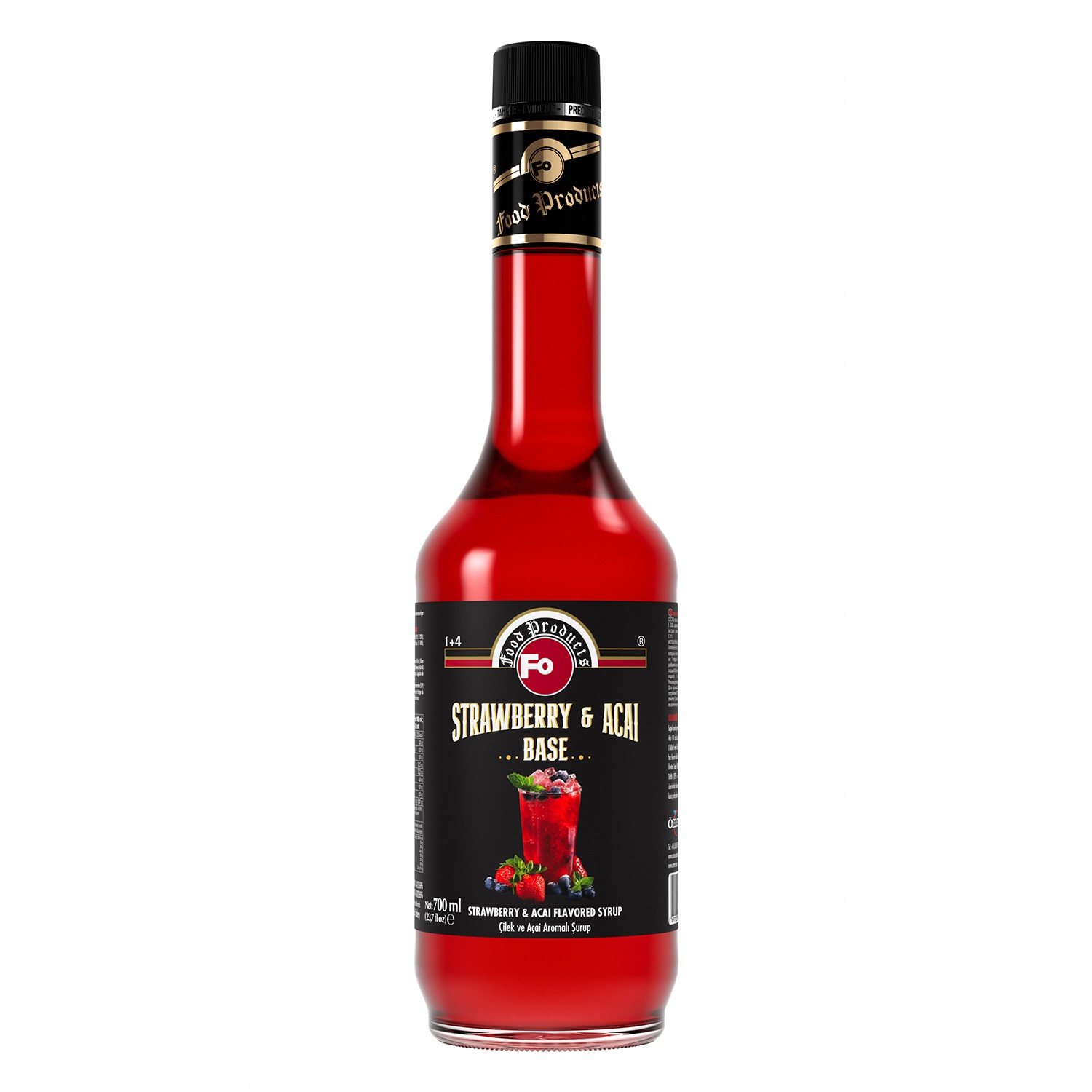 Çilek ve Açai Aromalı Baz Şurup 700 ml