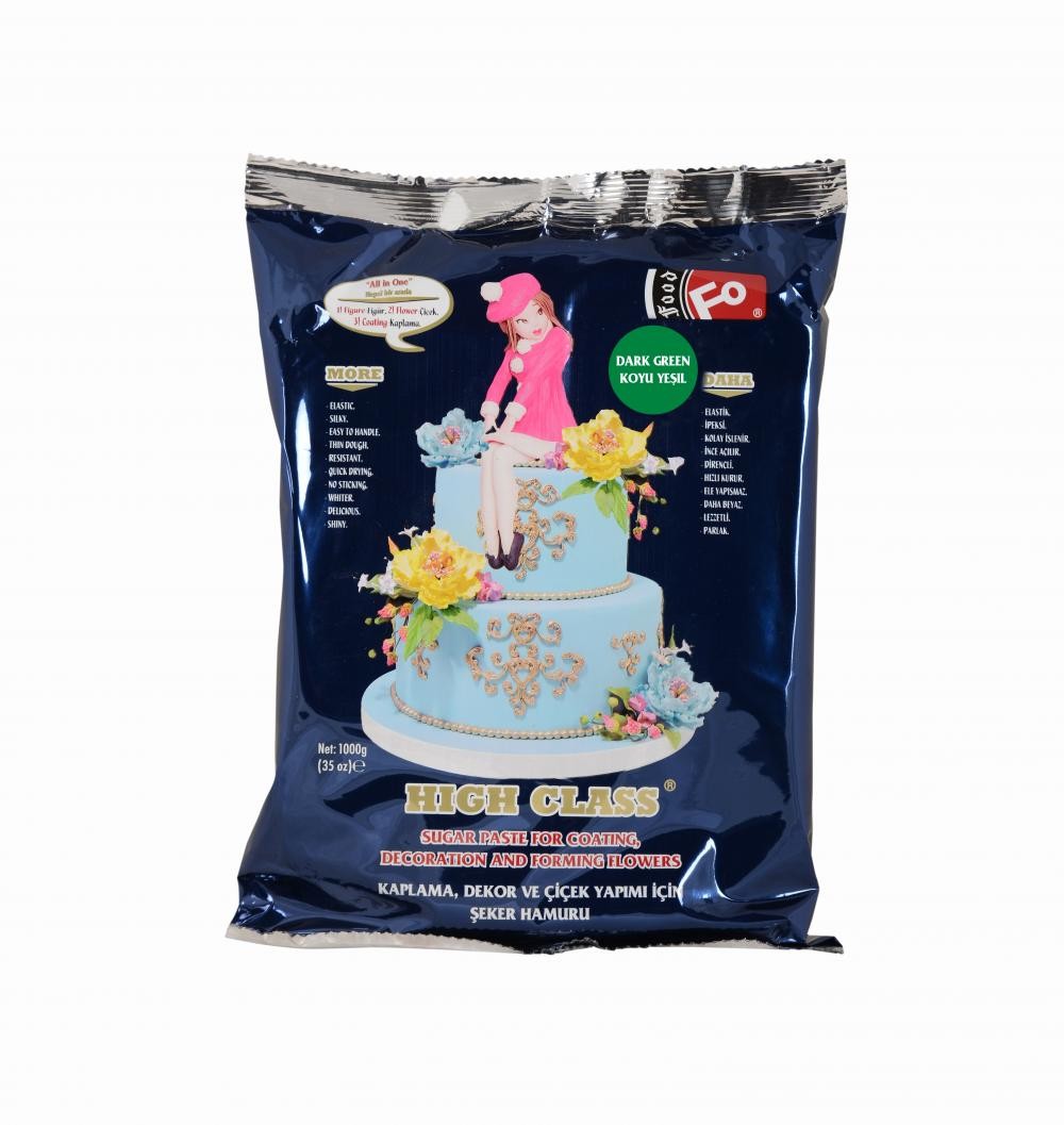 Koyu Yeşil High Class Kaplama, Dekor ve Çiçek Yapımı için Şeker Hamuru 1 Kg