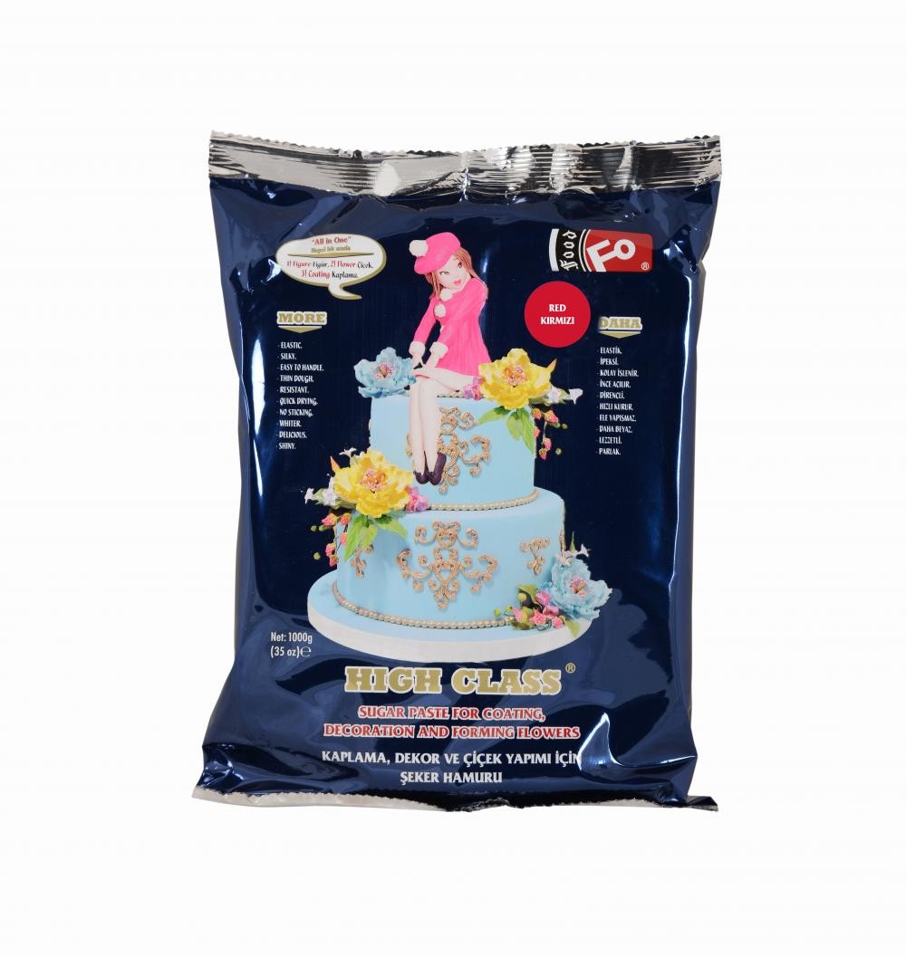 Kırmızı High Class Kaplama, Dekor ve Çiçek Yapımı için Şeker Hamuru 1 kg