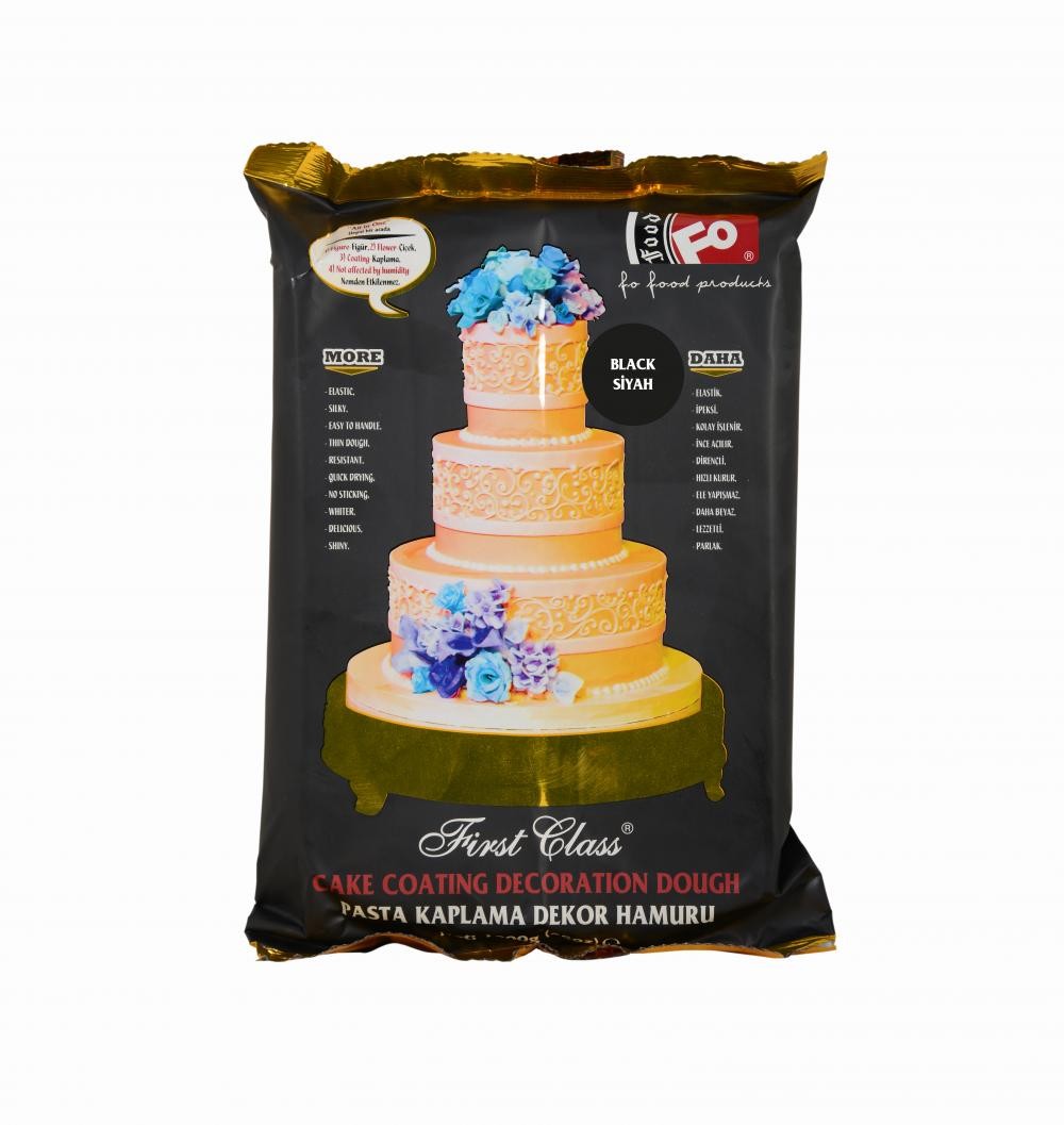 Siyah First Class Kaplama, Dekor ve Çiçek Yapımı için Şeker Hamuru 1 kg