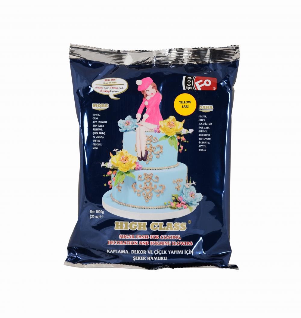 Sarı High Class Kaplama, Dekor ve Çiçek Yapımı için Şeker Hamuru 1 kg