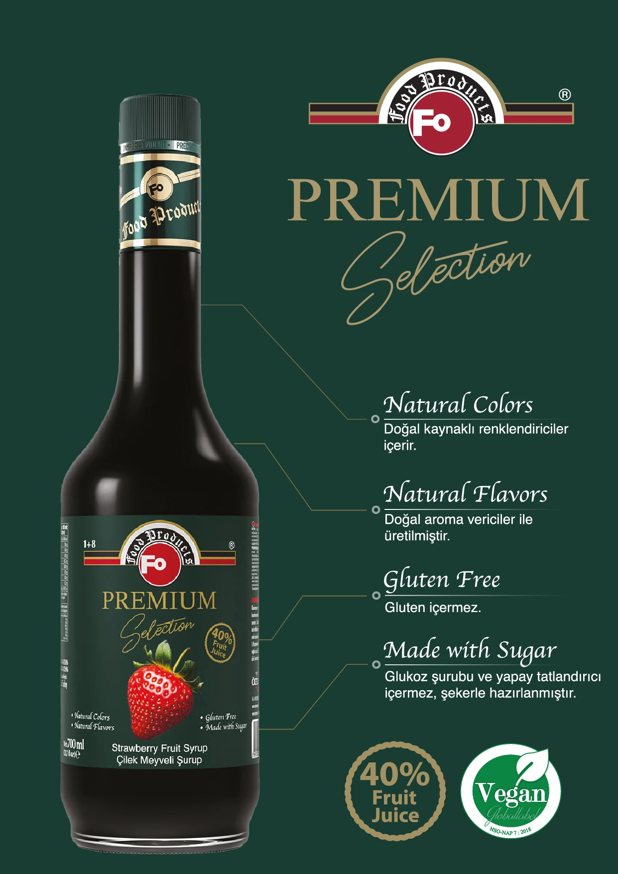 Çilek Meyveli Şurup - Premium 700 ml | FO | ₺ 555.50